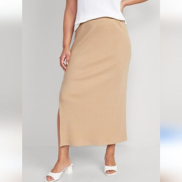 Old Navy Camel Brown Knit Sweater Maxi Skirt Size XXL - Picture 1 of 6